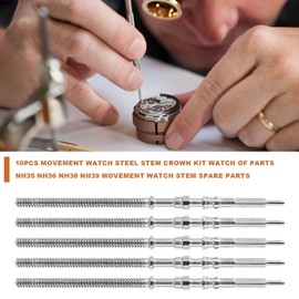 JIVIMOCO 10Pcs Movement Watch Steel Stem Crown Kit Watch of Parts NH35 NH36 NH38 NH39 Movement Watch Stem Spare Parts
