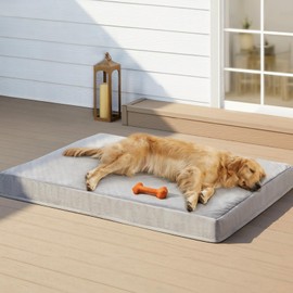 RRPETHOME Indestructible Dog Beds for Large Dogs, Chew Proof Dogs Bed with Orthopedic Egg Foam, Outdoor Waterproof Pet Bed Mat with Washable Cover for Crate Pad and Cages,Jumbo