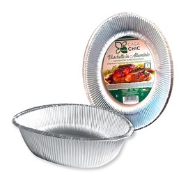 CasaChic Contenitore Alluminio per Pollo Ovale, 1 pz – Teglia Monouso per Cottura e Asporto (27x23x7 cm)