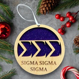 Laser Engraved Wood Sorority Christmas Ornaments – Greek Letter Holiday Decor – Unique Sorority Gifts for Sisters, Alumni, & Chapter Members (Sigma Sigma Sigma)