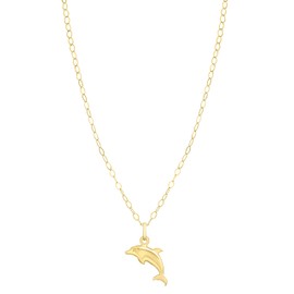 CARISSIMA Women's 9ct Yellow Gold Dolphin Pendant on Curb Chain Necklace of 46cm/18"