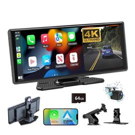 Cinandrow 10.26 Inch 4K Ultra HD/7 inch 1080P  Screen Car RadioMultimedia WlFl Video Player Wireless CarplayScreen Camera Android auto Dash Cam DualVideo Recorder - Model: 10.26" Carplay 4K 64G(Ultra HD)