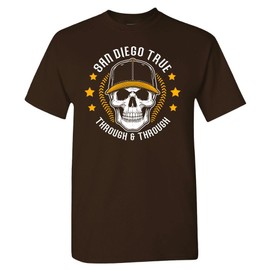 San Diego True Through & Through Men's Skull T-Shirt for San Diego Fans (Brown Shirt,3XL)