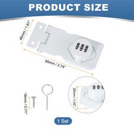 sourcing map Password Rotary Hasp Locks, Mechanical Cabinet Combination Latch Locks 3.5" Security Keyless Rotary Hasp Latch Lock for Shed Door Sliding Closet Bathroom Outdoor White