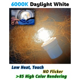 WE05X20431 LED Dryer Drum Light Bulb 3W 300lm, E12 10W 25W 40W Equivalent Appliance Bulb, 120V 6000K White E12 Candelabra Base, Fit for G-E Whirl-Pool Dryer Replace WP22002263 WE4M305 WP3395618, 4PACK