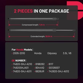 BDFHYK 6117 28.54in/182.02Lbs (810N) Rear Liftgate Tailgate Hatch Lift Supports Shock Struts Gas Spring Compatible with Honda Odyssey 2005-2010 3.5L, Set of 2