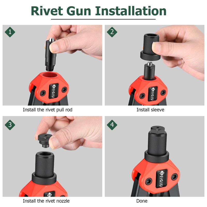 JiGiU 2 in 1 Rivet Nut Tool Rivet Gun, Professional