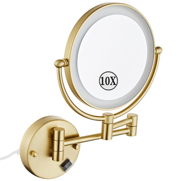 KEYQEEN LED Makeup Mirror with Lights, Double Sided 1X/10X Magnifying