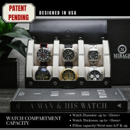M Mirage Luxury Travel 6 Watch Display case Organizer - Jade Black & Ivory White