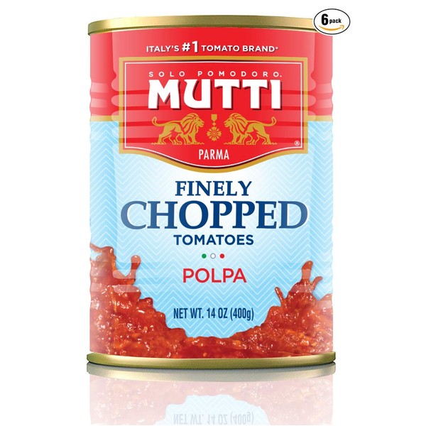 Mutti â 14 oz. 6 Pack of Finely Chopped Tomatoes from Italyâs #1 Tomato Brand. Adds fresh taste to recipes calling for Crushed Tomatoes