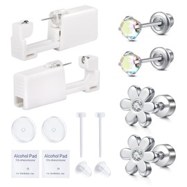 QWALIT QWALIT Ear Piercing Kit Ear Piercing Gun Kit Self Piercing Earrings Piercing Kit Disposable Earring Gun Piercing Kit with Earring Studs Self Ear Piercing Kit at Home Flat Back Earring Studs Flatback
