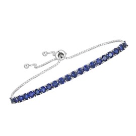 Tirafina - Pulsera de bolo ajustable con piedras preciosas – Tamaño de muñeca de 6,7 y 8 pulgadas – Fácil de poner y quitar – Pulsera de joyería de piedra natal – Joyería de plata de ley para todas las ocasiones, Gema, Zafiro