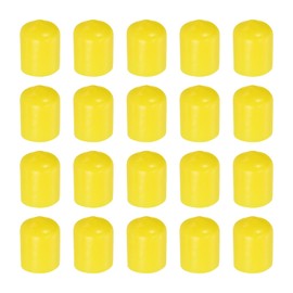 sourcing map 100Pcs Rubber End Caps, 13mm/0.51" ID Flexible Rubber Caps, PVC Caps Rubber Screw for Bolts Screw Caps Thread Protectors Tube Screw Bolt, Yellow