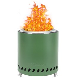 COOZOOM Portable Table Top Fire Pit with Stand, 8.6" Stainless Steel Mini Outdoor Low Smoke Burning Tabletop Firepit Fueled by Pellets or Wood, for Outside Camping Green
