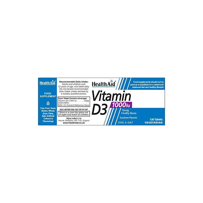 HealthAid Vitamin D3 1000iu - High Strength Cholecalciferol - Immune