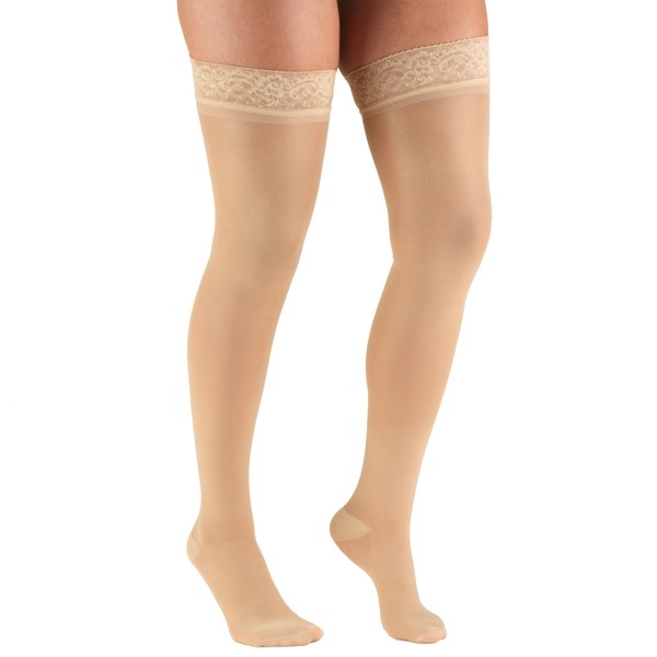 Truform Sheer Compression Stockings, 30-40 mmHg, Women's Thigh High Length,