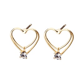 LOKUMI cu-27 Women's Heart Earrings, Hypoallergenic, Bijou, Simple, Small, Small, Petite Studs, Popular, Office, Gift, Nickel-Free, Brass, No Gemstone