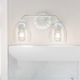 Urban Ambiance Luxury French Country Bath Light, Small Size: 8.5''H x 6.625''W, with Cottagecore Style Elements, White Plaster Finish, UHP5062 from The Darmstadt Collection