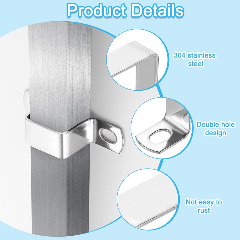 uxcell 5Pcs U Shaped Connector Bracket, 40x60mm 304 Stainless Steel
