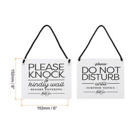PATIKIL Do Not Disturb Door Hanger Sign, PVC Double Sided Reversible Do Not Disturb and Please Knock Door Sign Decor for Office, Meeting, Session, Home, Recording, White, 6" x 6"