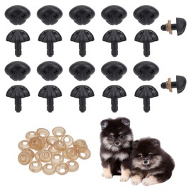 GOMAKERER 30 Pcs Crafting Noses, 0.71 Inches Black Dog Safety Noses Doll Teddy Bear Noses Doll Making Supplies False Puppy Nose 18mm for Stuffed Animals Making Amigurumi