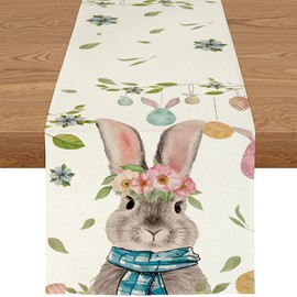 YCOLL Easter Decoration Table Runner Easter Table Runner Spring Easter Decoration Modern Easter Table Runner for Indoor and Outdoor Party Kitchen Dining Table Easter Tablecloth Decoration Spring