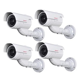 VideoSecu 4 Pack Dummy Bullet Security Cameras Fake CCTV Surveillance Imitation IR Infrared LEDs with Flashing Light DMYIRV2 MDC