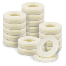 ASTIMESA 36 Pack Rose Gold Curtain Grommets, Plastic Grommet Curtain Spacers Inner Diameter 1.57" (40 mm), Low Noise Curtain Grommet Eyelets Roman Ring for Drapes Window Shower Living Room (White)