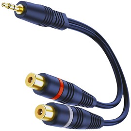 tunghey 2Pack 3.5mm Male to 2RCA Female Stereo Audio Y Adapter Cable Compatible for TV,Smartphones, MP3, Tablets,Speakers,Home Theater 20CM