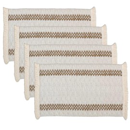 Niviy Boho Placemats Set of 4, 12x18 Inch Natural Cotton Burlap and Kitchen Woven Placemats with Tassels for Dining Table Centerpiece Thanksgiving Home Decorations