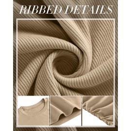 Neer 4 Pack Women's Maternity Shirts Ribbed Short Sleeve Maternity Tops Crew Neck Cotton Tee Side Ruched Pregnancy Clothes(Black, Light Gray, White, Khaki,Large)