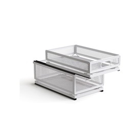 HEVOY Pull Out Cabinet Organizer, Slide Out Drawers Fixed with Adhesive Nano Film, Pantry Shelves Sliding Drawer Storage Organization for Kitchen (Double Layer 15.7 * 9.4 * 10inch/40 * 24 * 25.5cm)