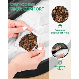 Hihealer Meditation Cushion Set Large Velvet Floor Pillow & Traditional Tibetan Yoga Bolster for Adults Zafu Meditation Mat with Buckwheat Filling (Black)