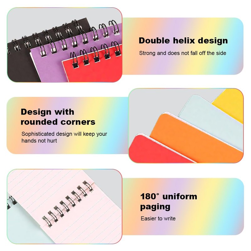 YWKJDDM 8PCS Small Pocket Notebook, A7 Spiral Memo Pads, Pocket