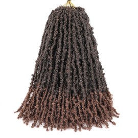 GUOHUI Butterfly Locs Crochet Hair 16 Inch 6 Packs Color Ombre Light Brown All Handmade Pre-Looped Distressed Faux Locs Braids for Women Kids (16",T30#)