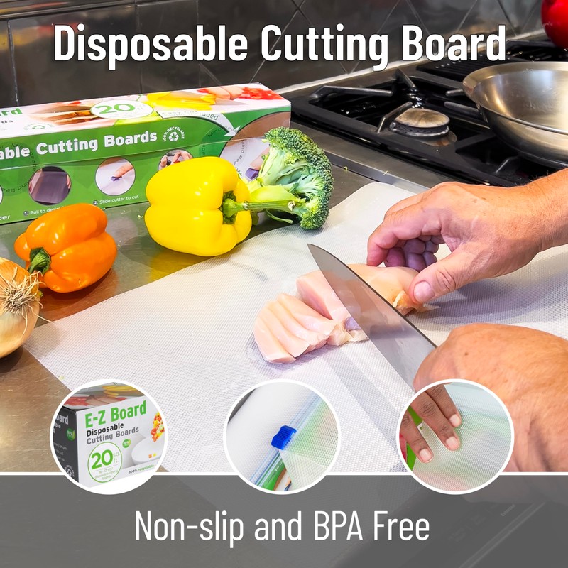 Mind Reader E-Z Board Disposable Plastic Cutting Board, 20 Square