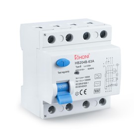 FI Circuit Breaker Type B, FI Circuit Breaker 63A 30mA 4-Pin + DC 6mA, Full Current Intensive Residual Current Protection, for Wall Boxes/Charging Stations and Circuit Breaker DIN Rail (B)
