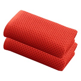 Originlife Face Towel, Waffle Weave, Uneven, Quick-Drying, Absorbent, Breathable, 100% Cotton, Resort Hotel Type, Pilling Resistant, Antibacterial, Stretchable, Thin, Smooth, Poppy Set of 2