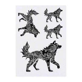 Azeeda 4 x 'Stammeswolf-Seitenansicht' Temporäre Tattoos - Wasserfest, Hautfreundlich & Ungiftig · Transfers in Verschiedenen Größen (TO00085630)