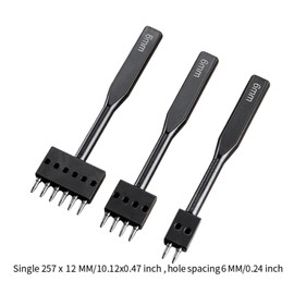 Colcolo Prong Punch Set Leathercraft Punching Devices High-strength Round Hole Stitching Chisels for DIY Crafts Home Use Beginners, 6mm