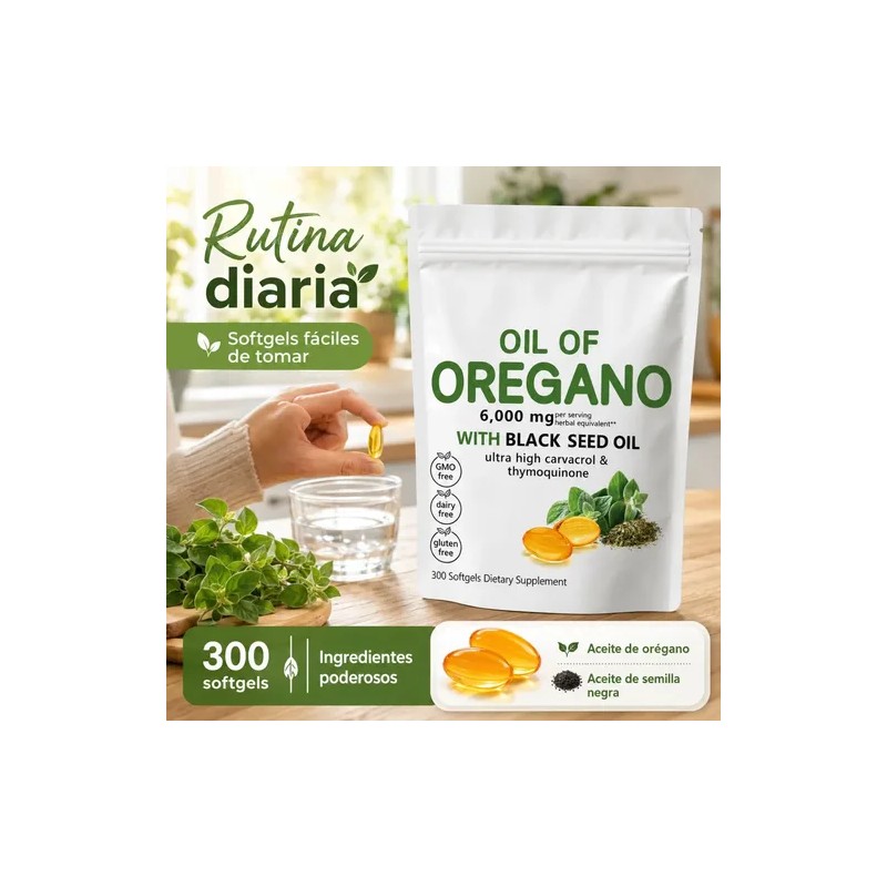 Aceite Oregano Semilla Negra 6000 Mg Sin Gluten 300