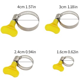 DGHOME 16 Pieces 4 Size Hose Clips Set with Handle, Adjustable 16mm-40mm Range Hose Clamp, Stainless Steel Pipe Tightening Clips for Garden, Washing Machine, Pond