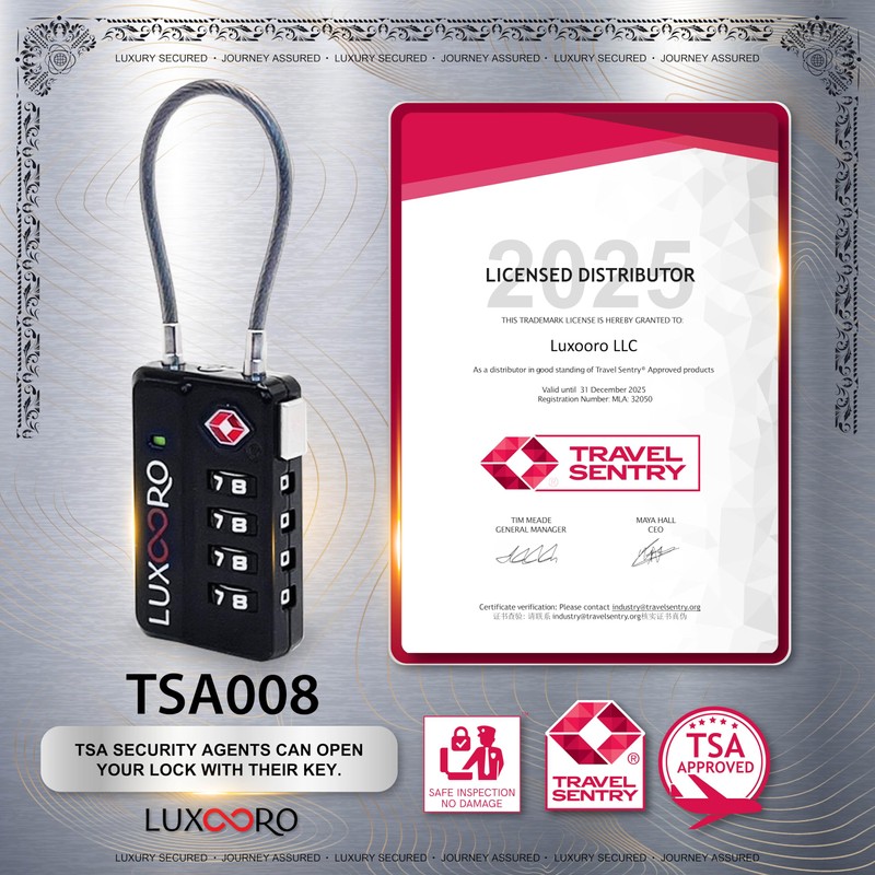 LUXOORO Tool-Less TSA Approved Luggage Lock with Alert Indicator, 4-Digit
