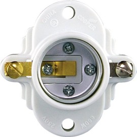 EATON Wiring S752W-SP 660-Watt 250-volt Medium Base Keyless Cleat Socket, White