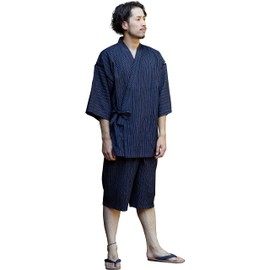 Kurume Chijimi Weave Full-Length Traditional Japanese Jinbei Loungewear Made in Japan Sizes S/M/L/XL/2XL -