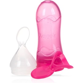 Nuby, Cuchara Papillera de Silicón Squeeze Feeder, Rosa