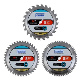 Luckyway 3-Pack 8-1/4 Inch 24T Framing & 40T Ripping/Cross Cutting 60T Finish with 5/8 Inch Arbor TCT Circular Saw Blade for Cutting Wood