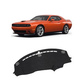 FIILINES Dash Cover for Dodge Challenger 2015-2024, Dashboard Mat Cover Challenger Accessories Sunshade Nonslip Mesh Protector No Glare Black