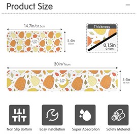 Kitchen Sink Splash Guard 1 PC 30 Inch Sink Faucet Mat Splash Guard for Bathroom Countertop Water Absorbent Foldable Cuttable Soft Washable Thanksgiving Fall Pumpkin