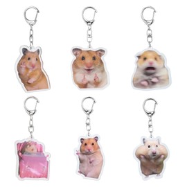Nirxxiy 6 Pcs Cute Animal Keychain Set Cute Hamster Meme Keychains - Funny Hamster Emoji Ornaments for Bags/Purse Accessories, Kawaii Charm Funny Keychain (Animal-Themed Keychains)